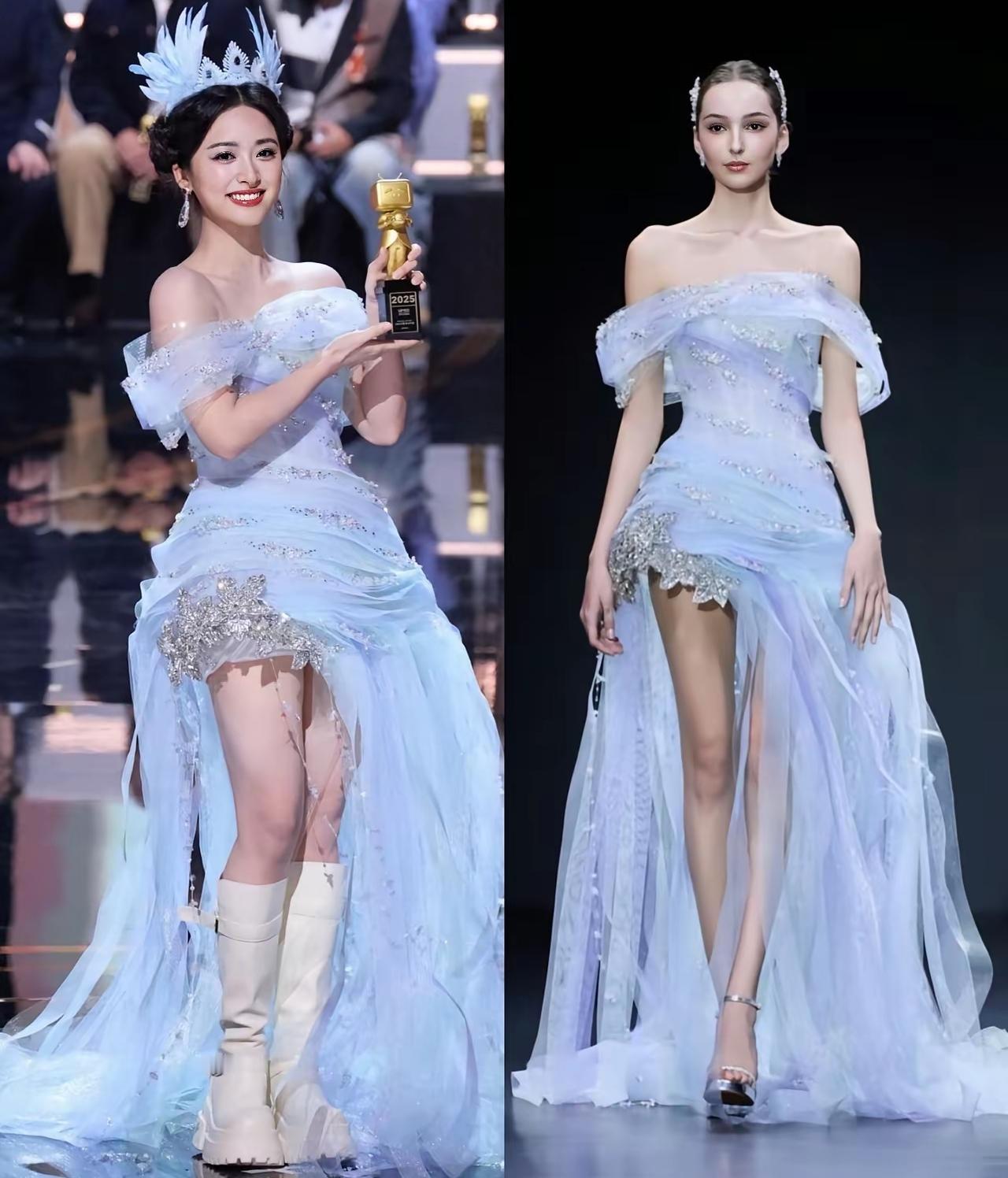 沈月这是得罪造型师了？仙气飘飘的裙子配长靴，注意力全被这双靴子带走了不说，完全破