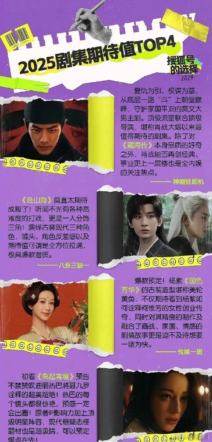 搜狐去年年底评选的2025年今年业内最受期待的top剧集，还剩一部。目前哪些剧集