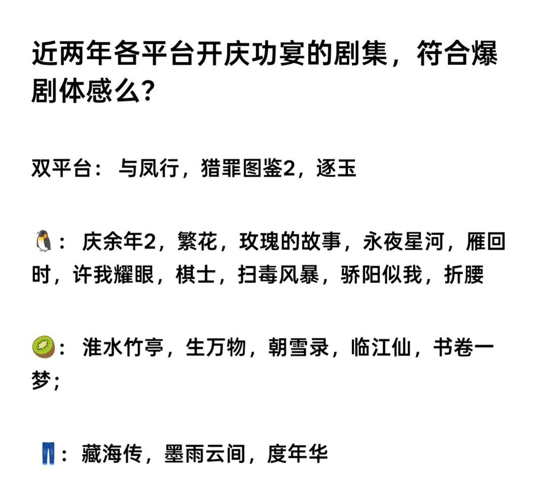 盘点近两年开庆功宴的剧