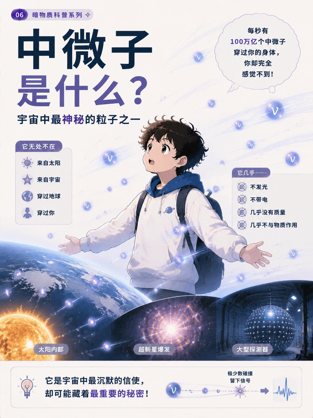 中微子外号幽灵粒子，是宇宙穿透力天花板、宇宙级信使，同时日常完全无害，强弱要分开