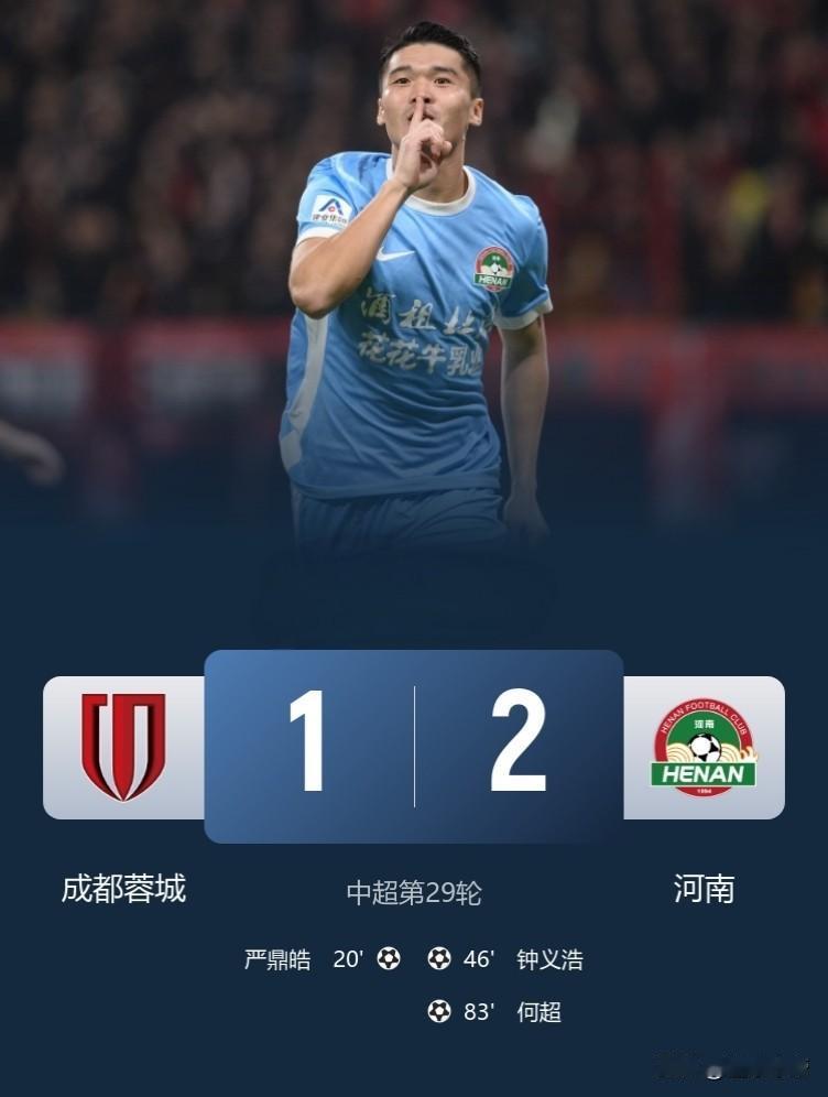 扶不起的阿斗,成都蓉城1-2不敌河南落后4分提前退出中超争冠!在掉链子这件事