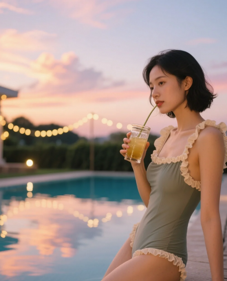 泳装与阳光的化学反应，解锁泳池女神的魅力公式