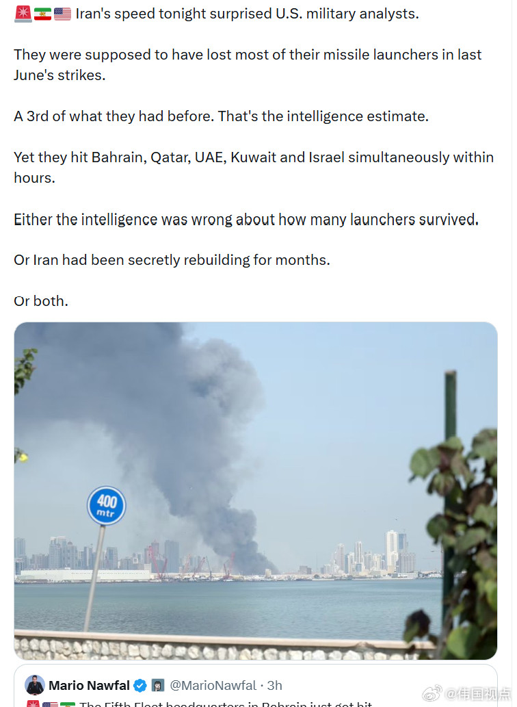 今晚伊朗的速度让美国军方分析人士感到震惊。按照之前的评估，他们本应在去年六月的打