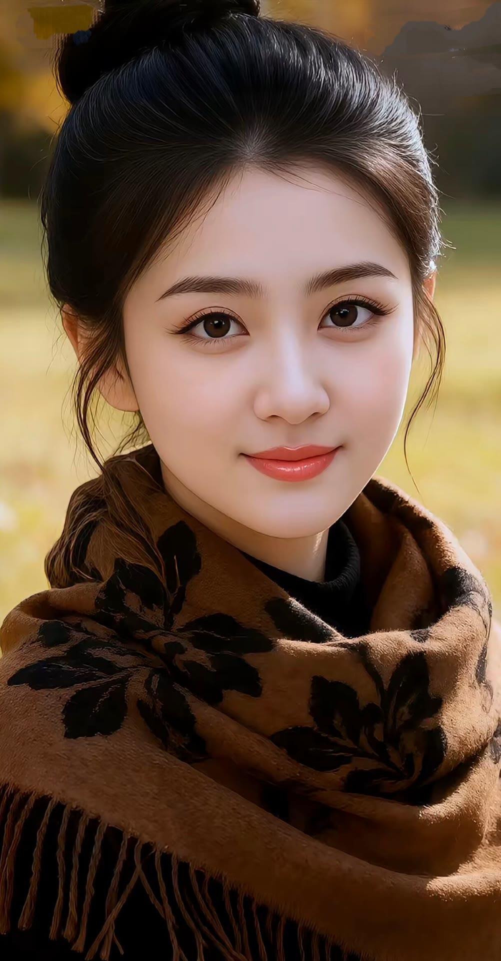 秋日暖阳下，温柔少女笑靥如花🌞🌸