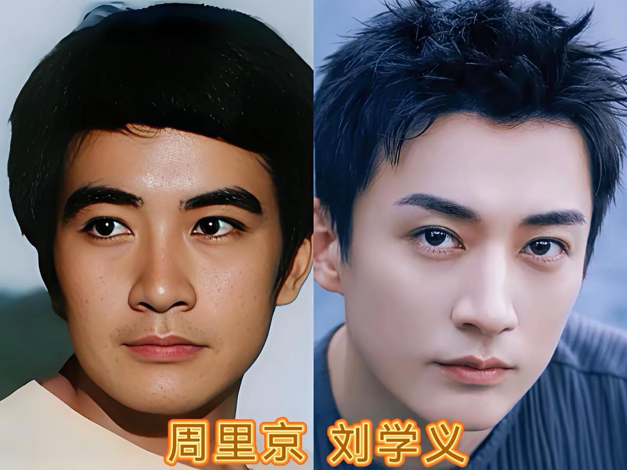 我就说周里京年轻时候的颜值，总感觉在哪见过呀？原来她和刘学义这么像！果然，帅哥