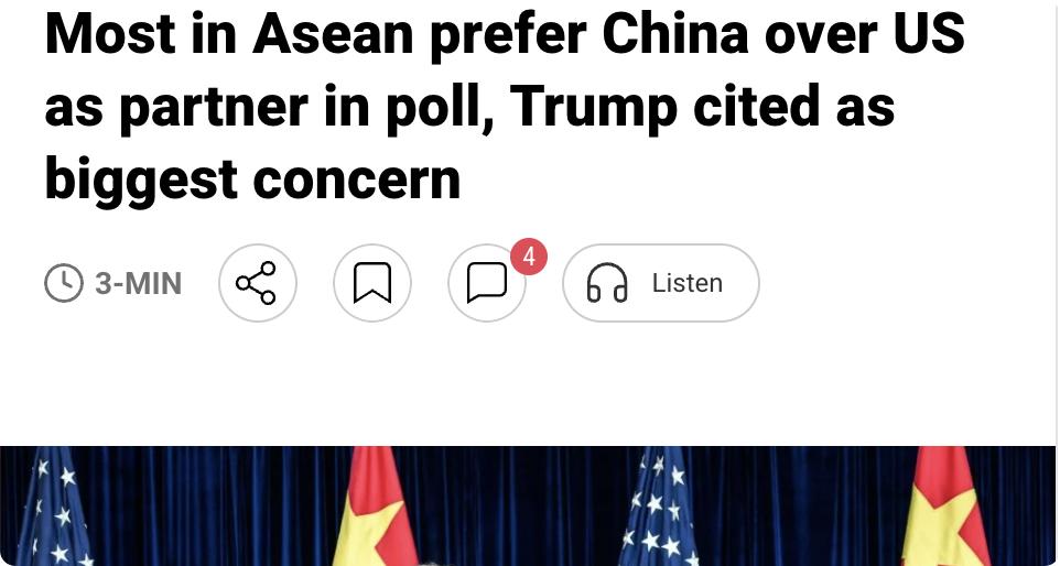 外媒：根据ISEAS-YusofIshakInstitute对东盟11国20