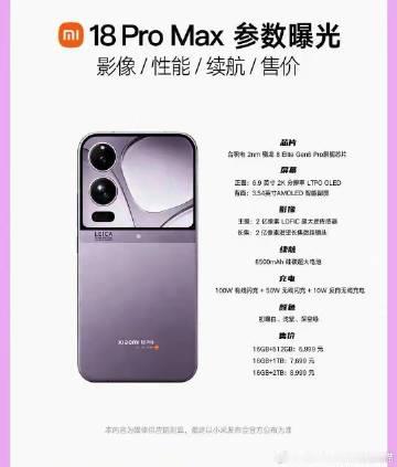 小米18 Pro Max曝光：2nm芯片配8500mAh，顶配或破万
