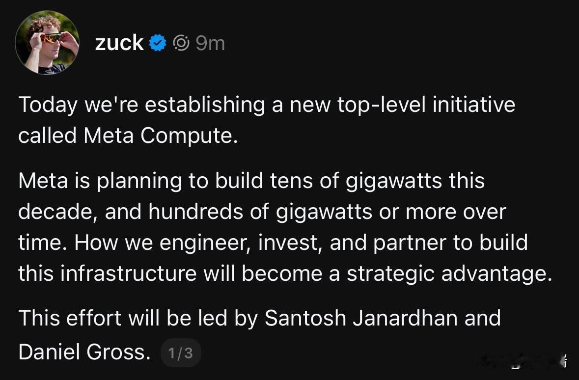 马克·扎克伯格和MetaPlatforms$META刚刚发布了以下内容：