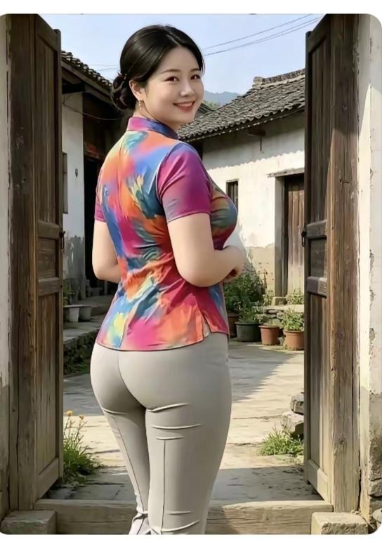 “串”门梳妆打扮挺特别；小花衫来穿身上；紧身裤子显魅力；这个打扮挺满意；