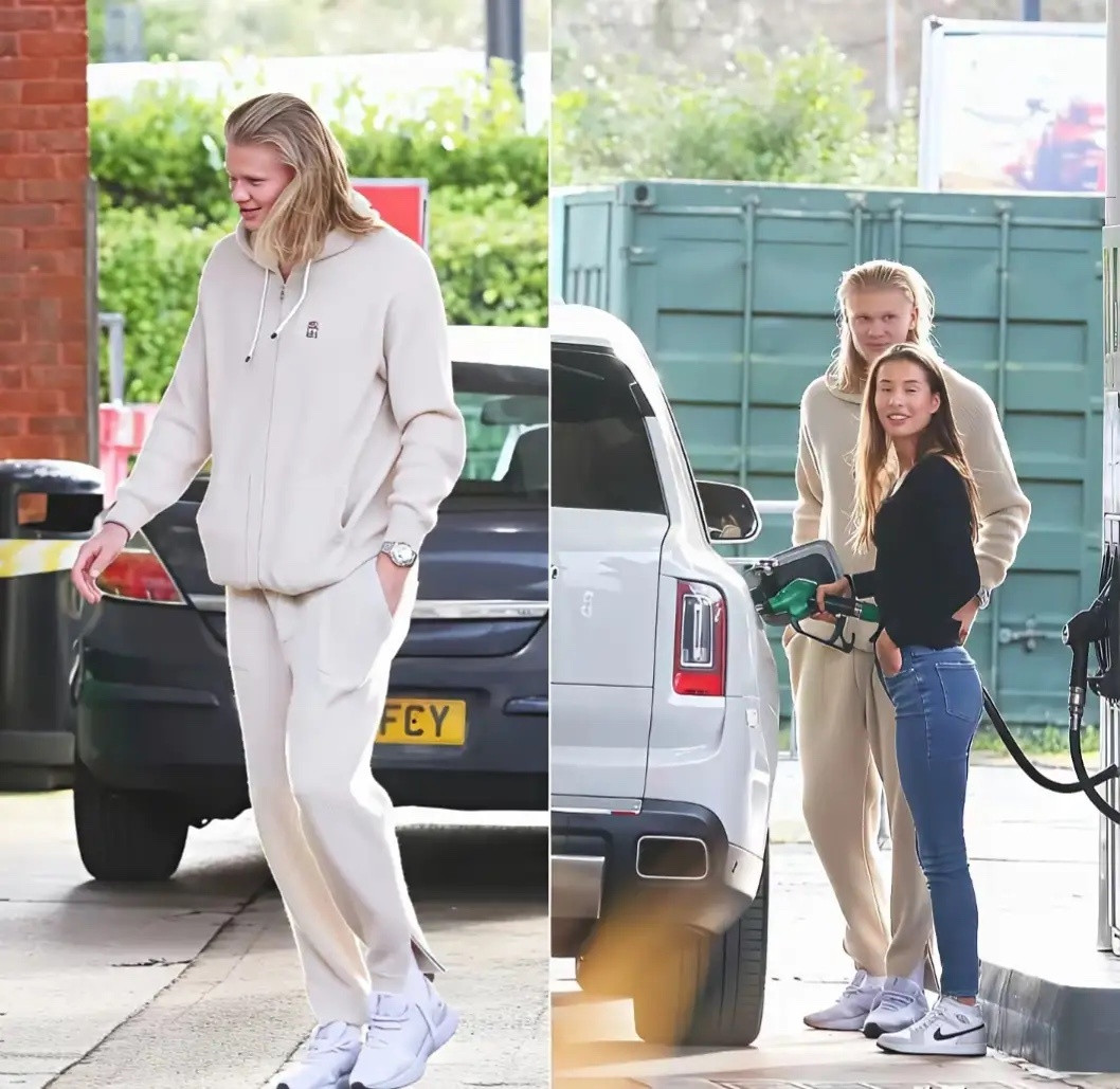 争议拉满！哈兰德带女友给30万镑劳斯莱斯加油，球迷吵翻：女友颜值遭吐槽，车竟只够