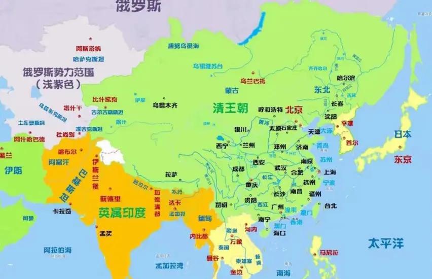 这是印度认为历史上最追捧模仿的最大的版图，英属印度帝国。与之比肩的亚