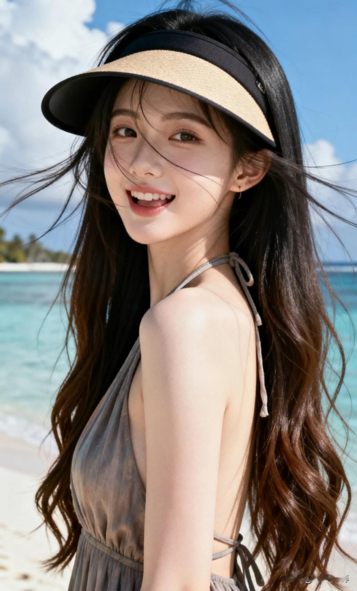 阳光沙滩下的甜美笑容，海风吹拂的美好时光。晒一晒在海边拍很好看的照片