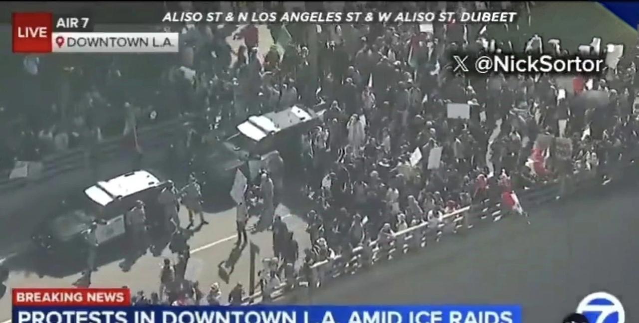 洛杉矶抗议者已“占领”洛杉矶101高速公路！洛杉矶事件继续发酵，特朗普派出的2