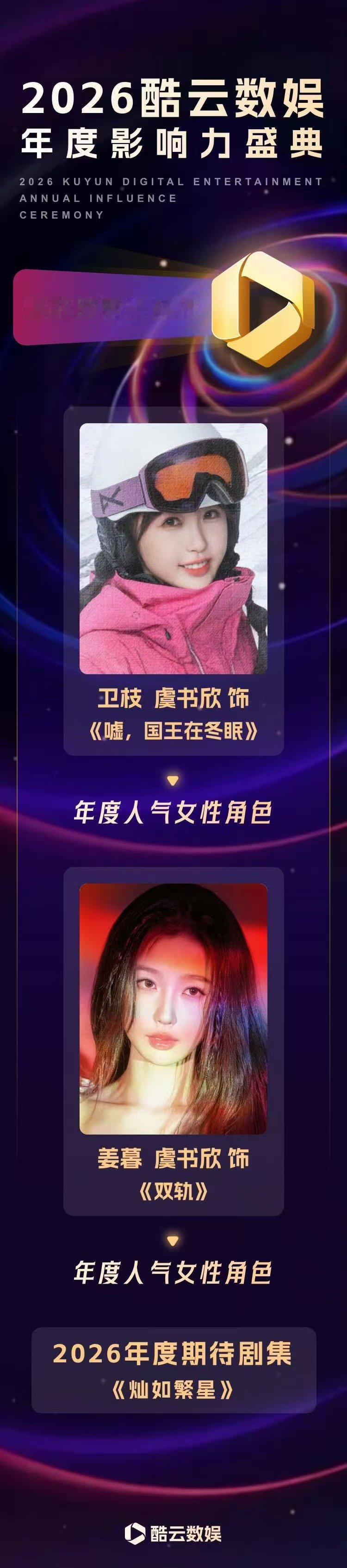 虞书欣双角色年度人气女性角色虞书欣酷云战报虞书欣双角色年度人气女性角色虞书欣