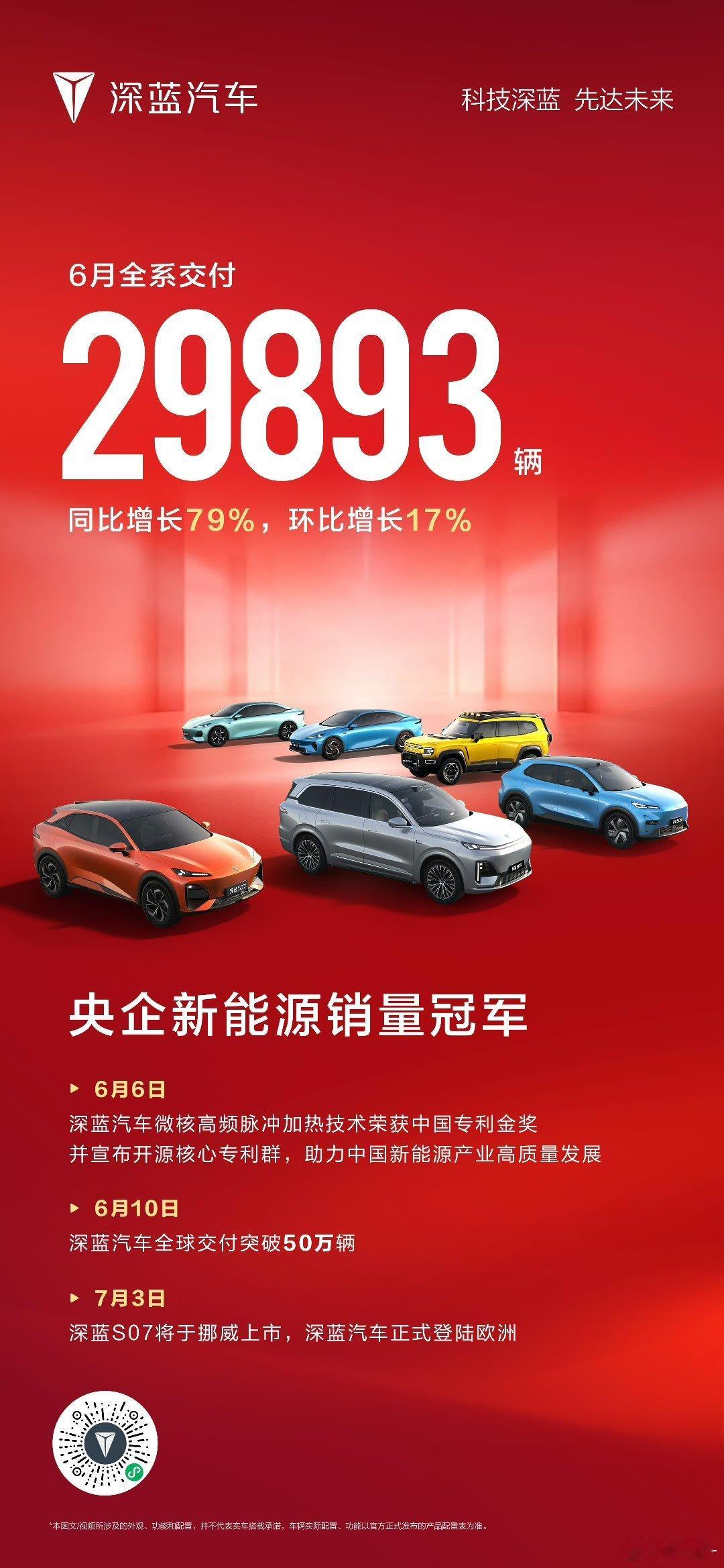深蓝汽车，理想汽车公布了6月销量数据：29893台，36279台​​​