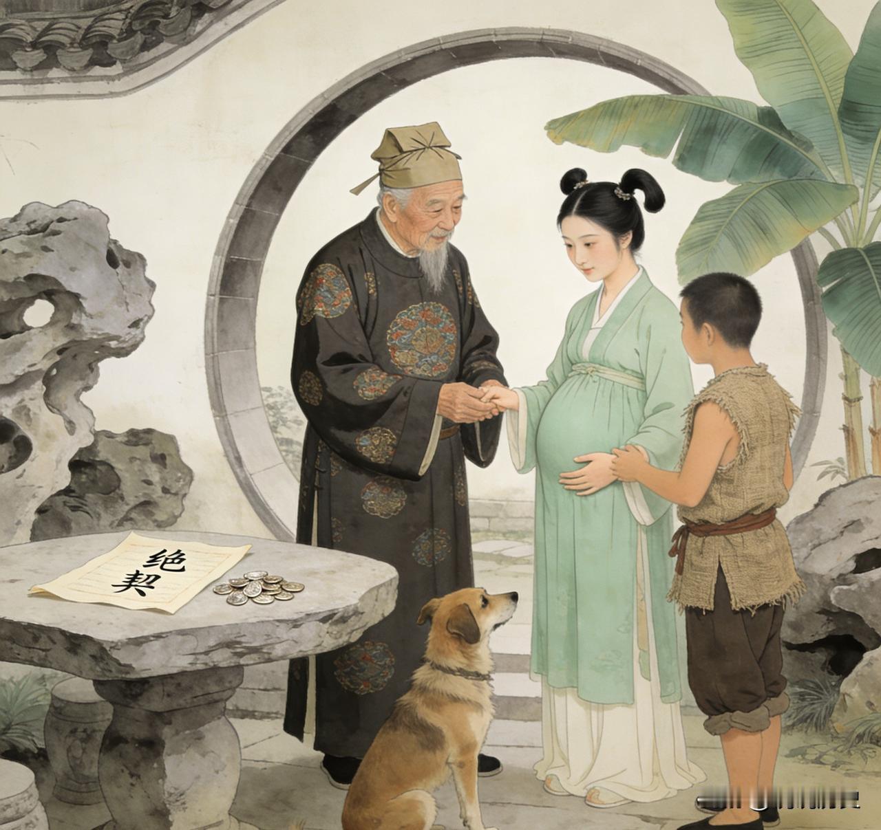 古代，有个70岁的富商和18岁的丫头相好，丫头怀孕了，富商担心夫人生气，就把丫头