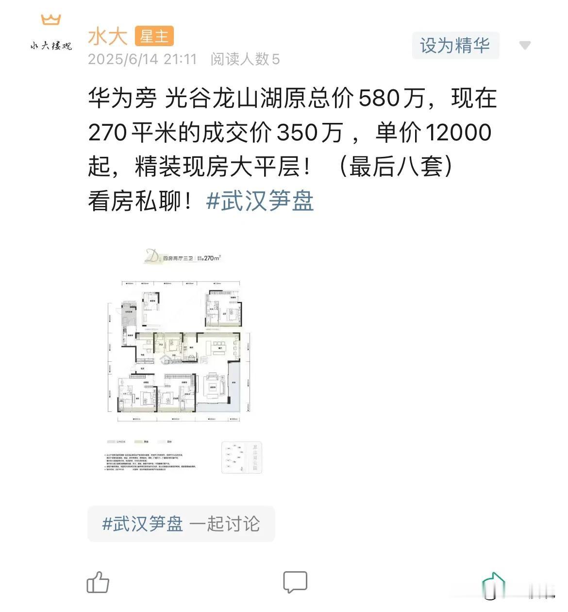 龙山湖这个楼盘从一开始，就不太好卖，所以邀请了深圳房产大V前来