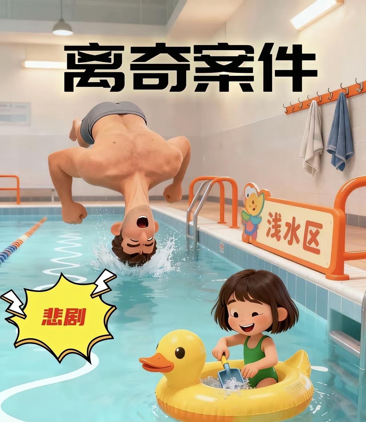 说真的,这男子死的太冤了!男子和女儿在游泳馆游泳,男子站在1.1米的边沿给女儿