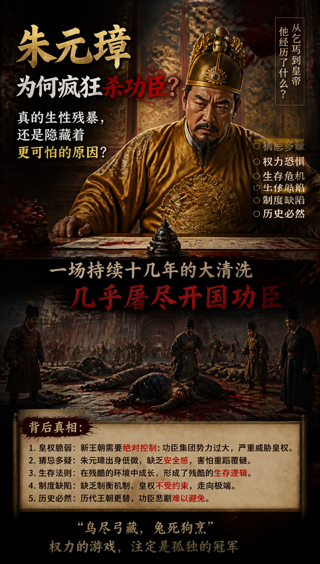 朱元璋为何一定要杀光功臣？真相曝光后，才发现他害怕的根本不是造反公元1393年，大明京城血流成河。蓝