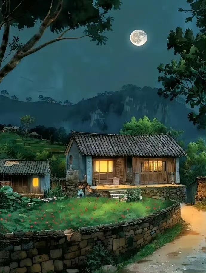 月光漫过青瓦，晚风漫过田埂，从前的日子慢得像一首诗。没有秒回的消息，却有灯下