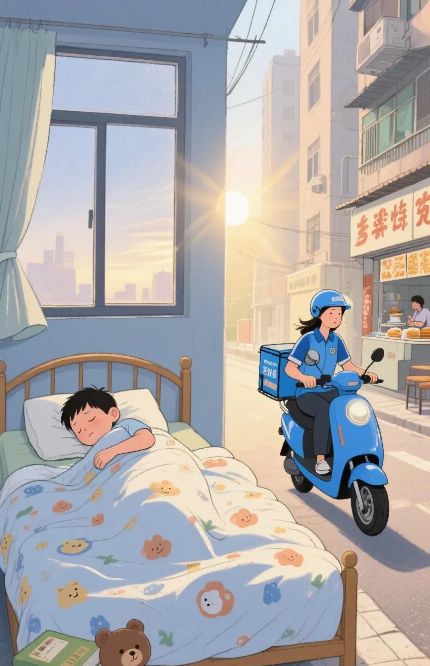 昨晚，一家三口终于睡了个早觉！老公和儿子前天晚上也不知道熬到几点，昨晚吃过晚饭老
