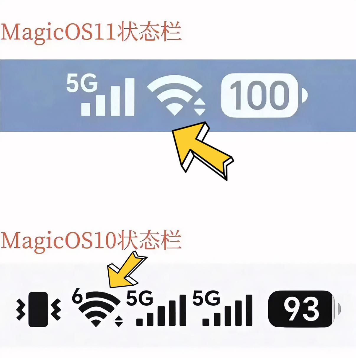 荣耀MagicOS11的状态栏要变成新设计了，相较于现在的状态栏我觉得在细节上做