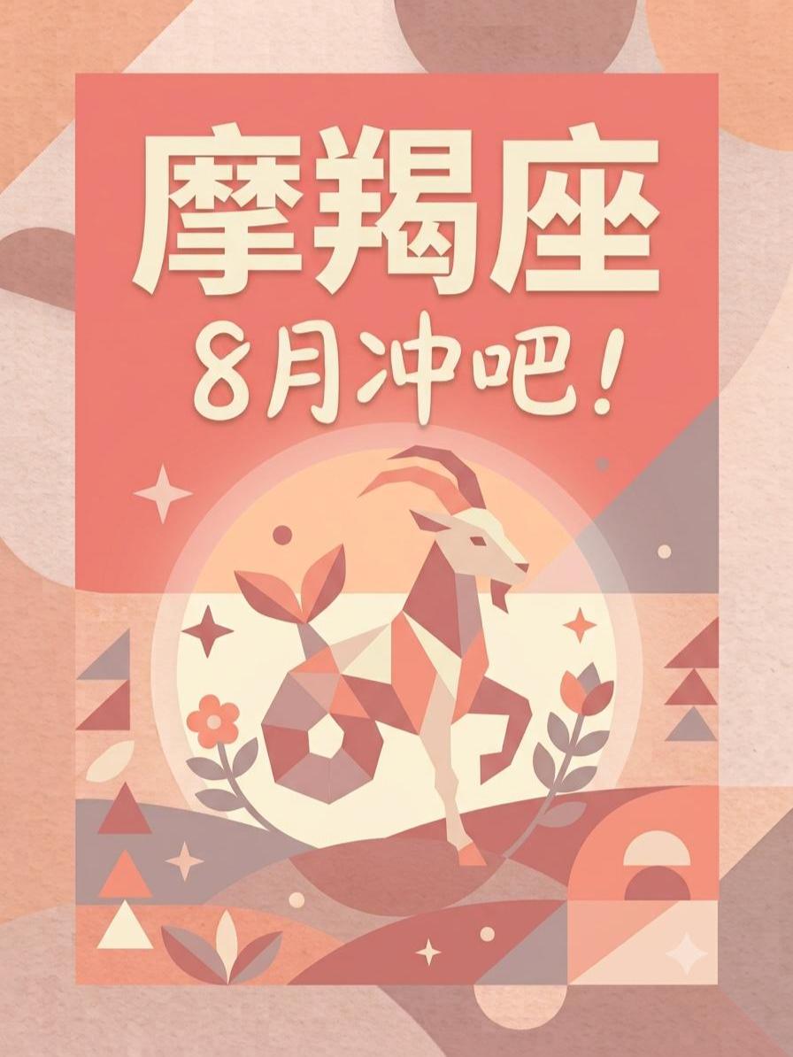 8月摩羯座，事业沾光，趋利避害。参考太阳+上升