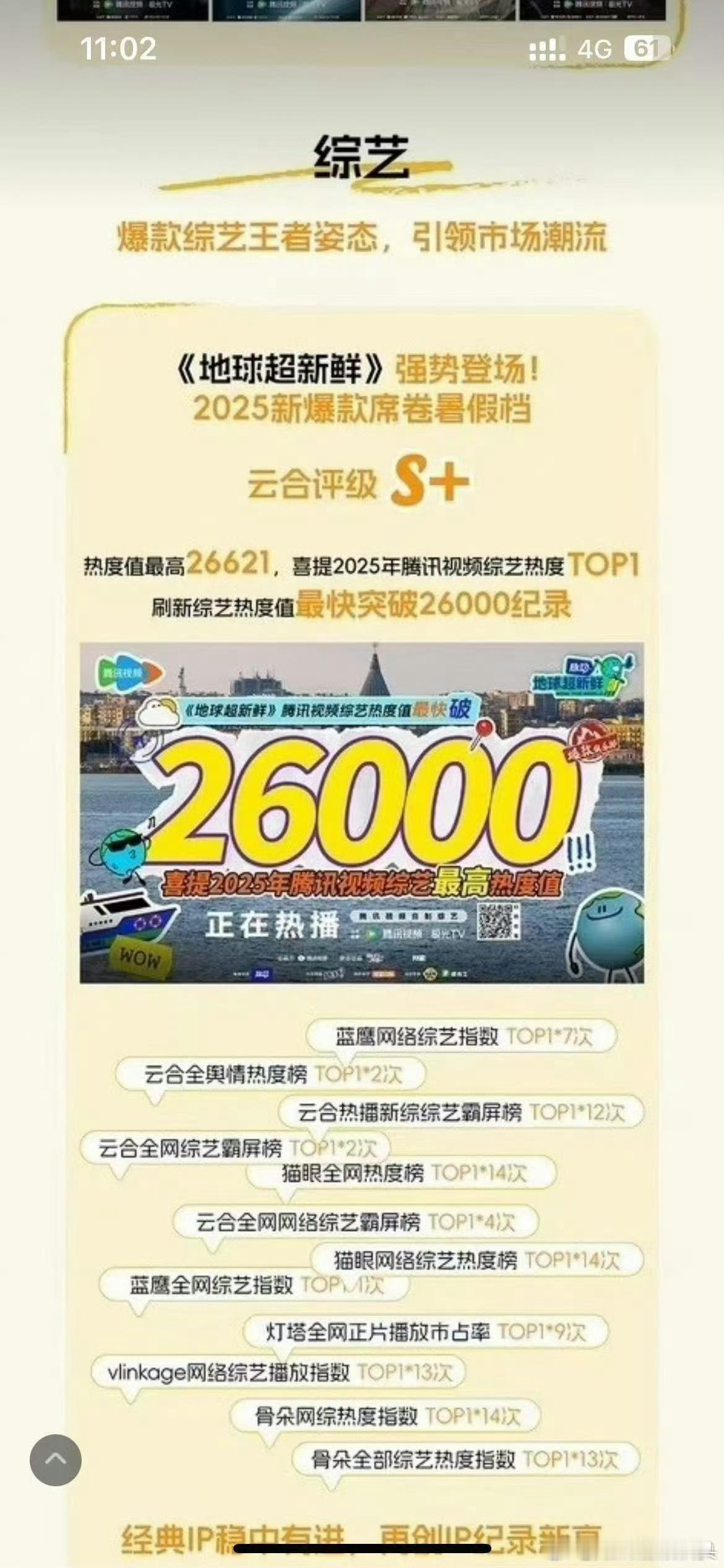 刘宇宁太牛了，两部爆剧《折腰》《书卷一梦》！综艺《地球超新鲜》也喜提站内热度第一