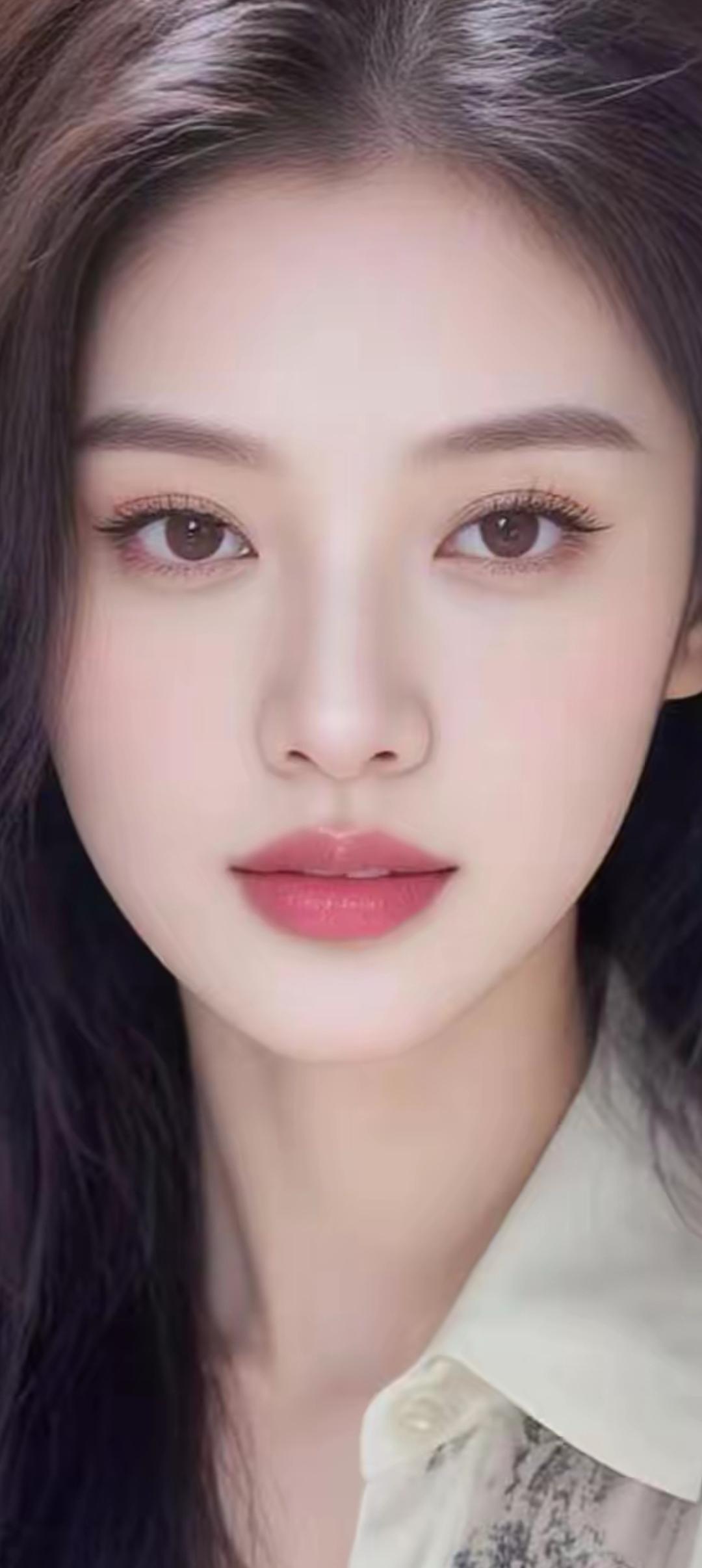 温柔甜美的少女，自然妆容，清新动人。