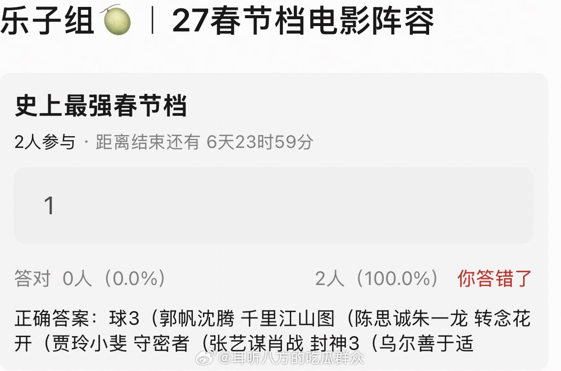 🍉2027春节档电影阵容：郭帆、吴京、沈腾《流浪地球3》陈思诚、朱一龙《