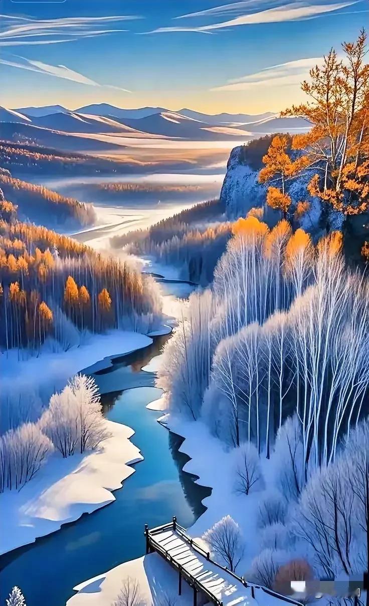 冬日仙境，雪中漫步，童话般的自然风光。