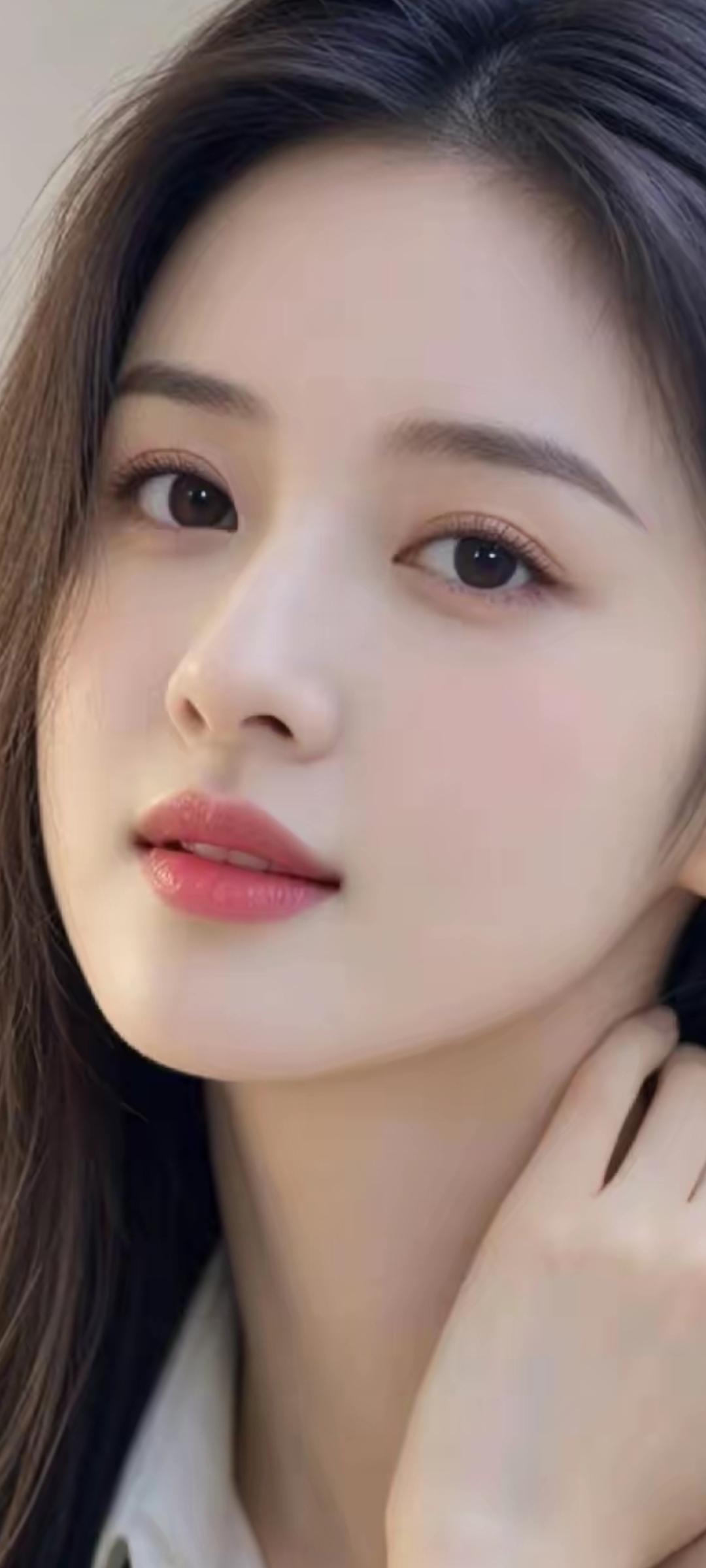 温柔甜美的少女，自然妆容，清新动人。