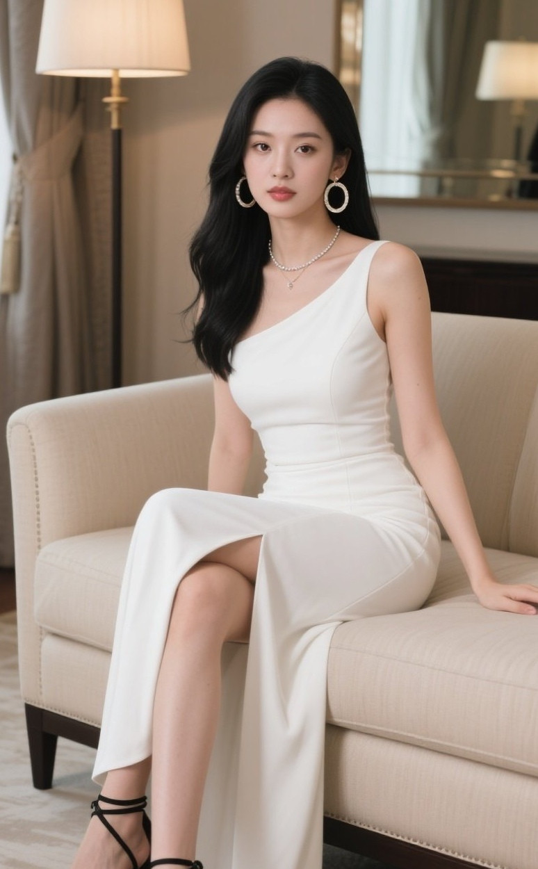 少妇倚靠沙发坐姿撩人写真
