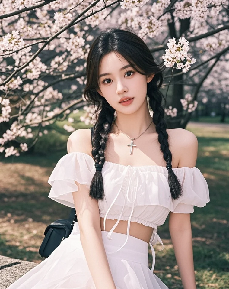樱花树下的背影，像不像等待爱情的少女？