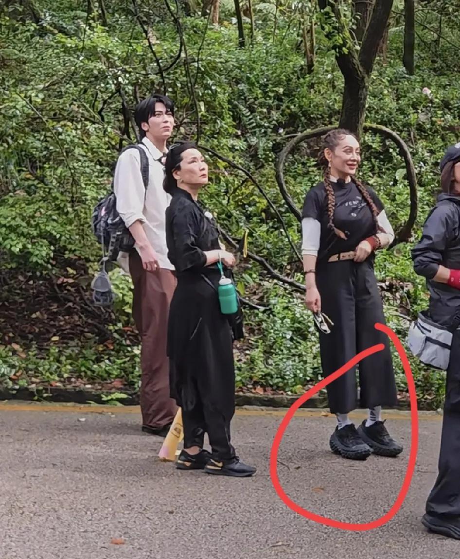 宁静又穿那双大黑鞋出门了。网友直接炸锅：这哪是走路，这是踩雷啊。评论区吵成一