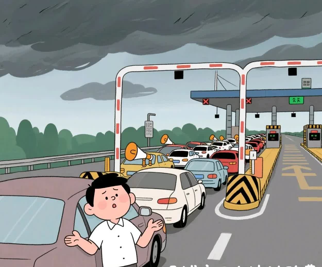 刚刚刷到一个视频，一男子在某个高速公路的收费站，因没钱交几十块的过路费，被困在高