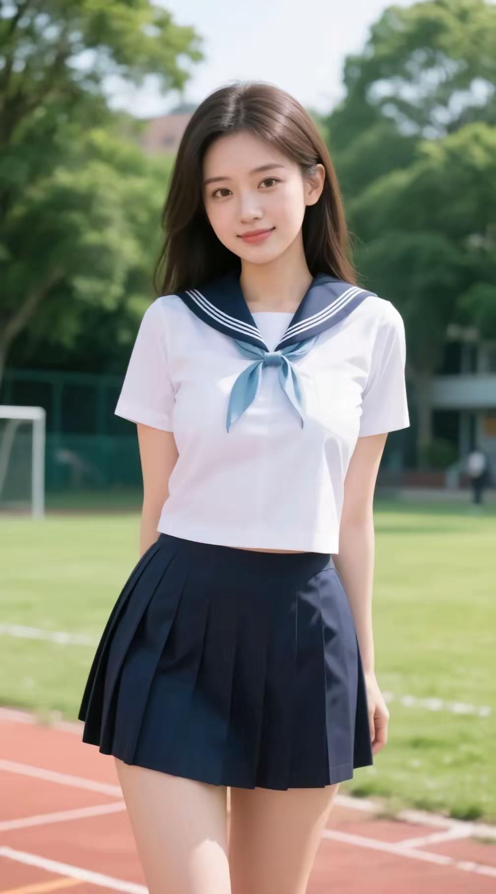 校园青春少女，阳光下的美好时光。