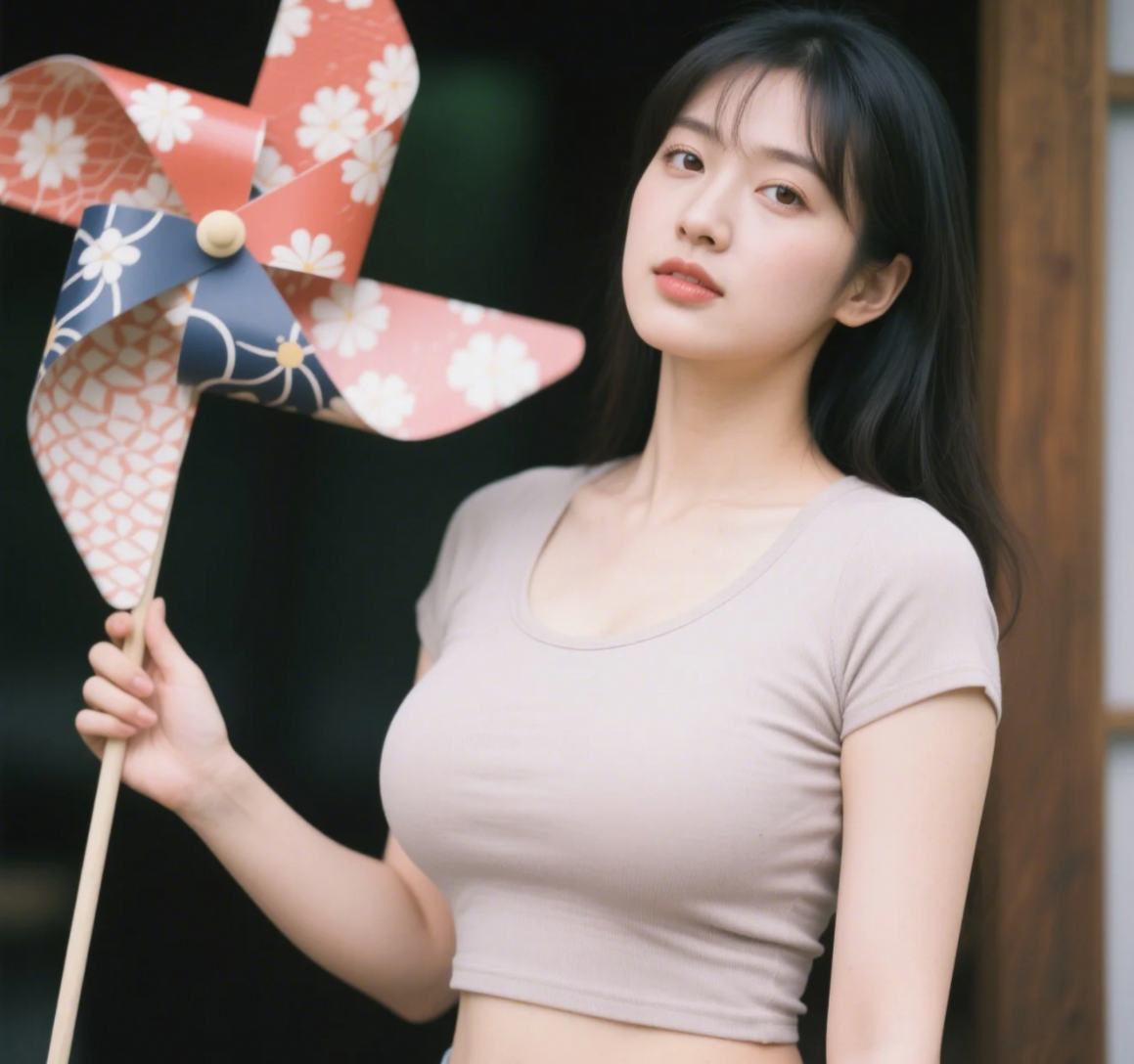 风车为伴，小姐姐的治愈系微笑