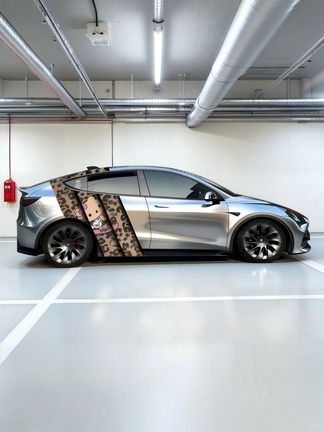 特斯拉ModelY的这个涂装好高级，设计师可以加鸡腿了车的新衣