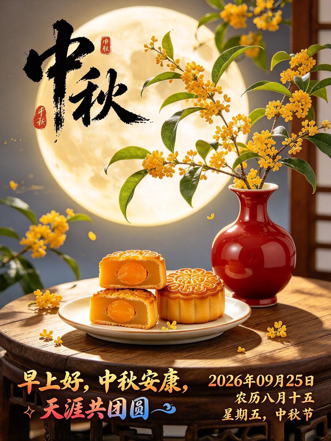 2026.9.25中秋节早安祝福图片壁纸拿图吱一声噢～中秋节中秋快乐