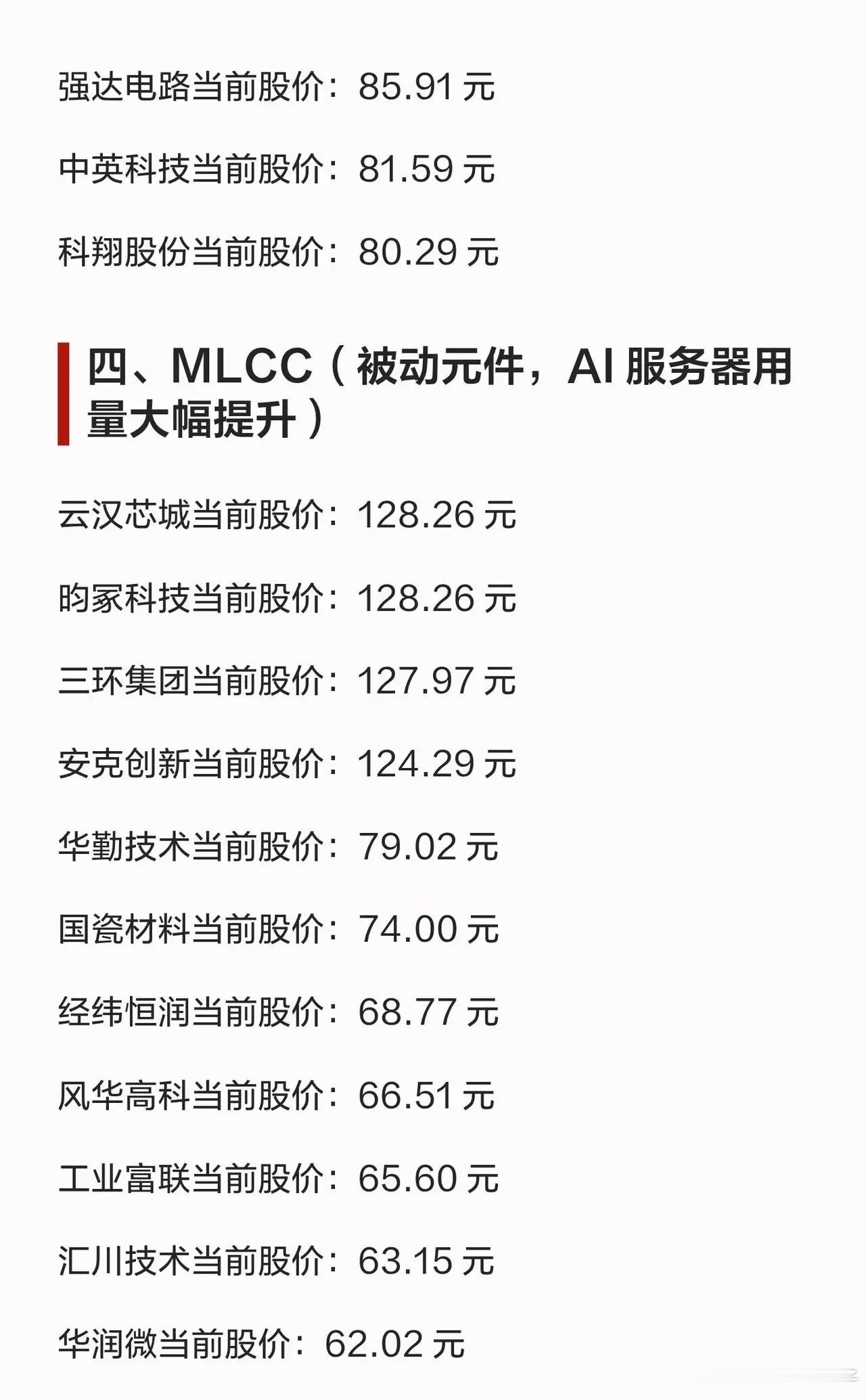 百元以下潜力标的！八大AI算力上游核心材料梳理AI算力建设持续推进，服务器需求量