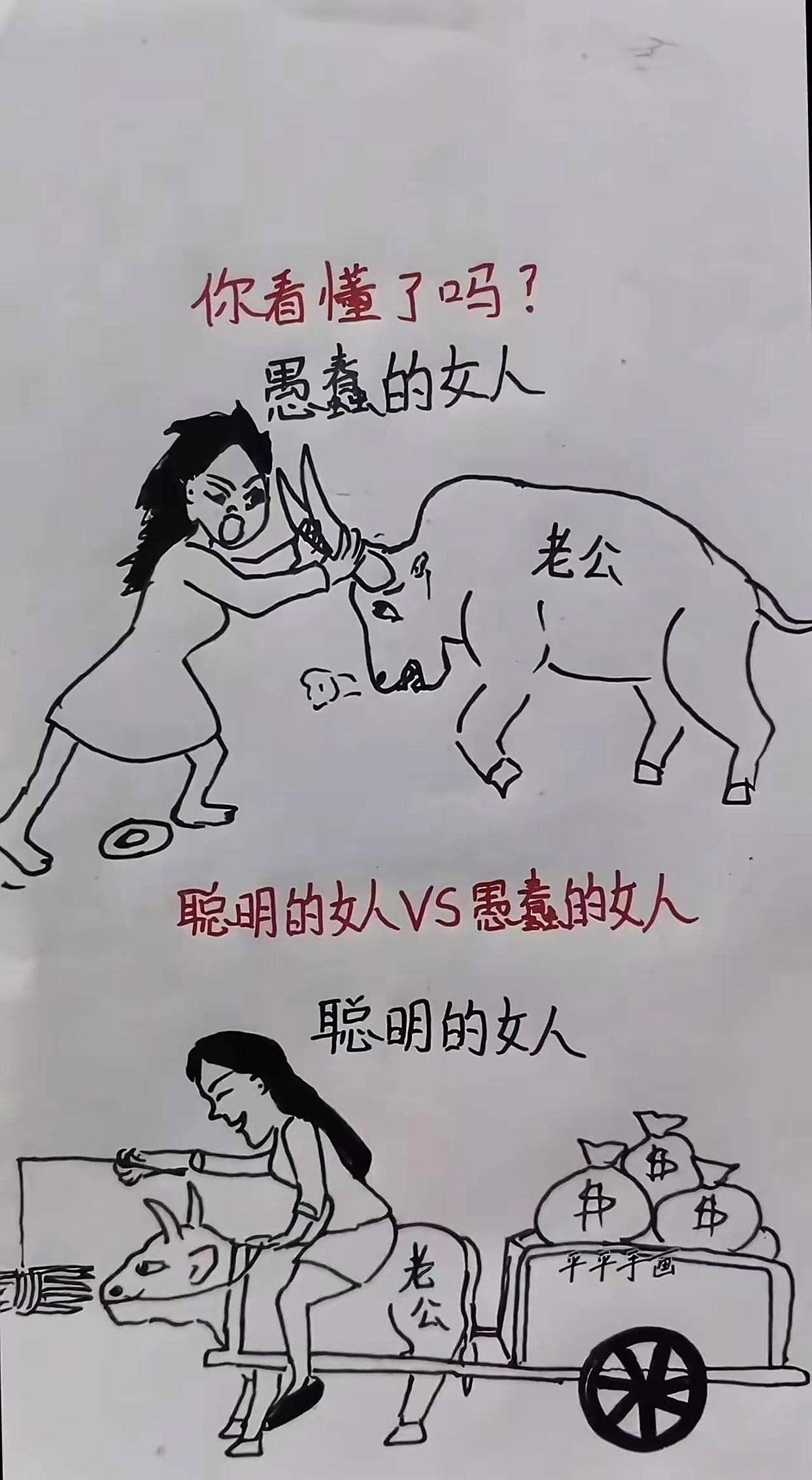 这副图诠释了一些女人，不要和老公对着干，要顺毛来[捂脸哭]
