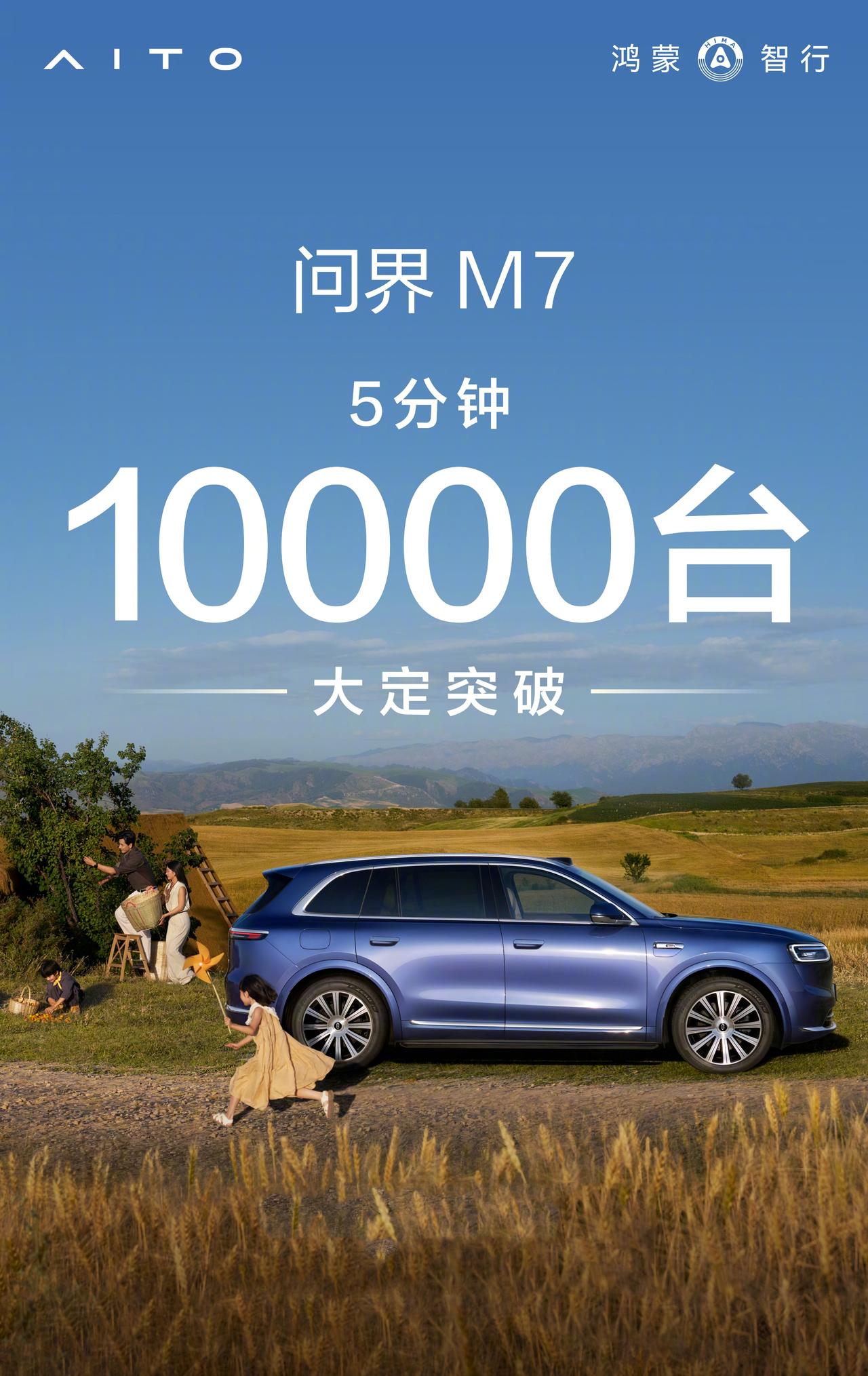 全新问界M75分钟大定10000辆，1小时大定30000辆。这个数，应该说是爆