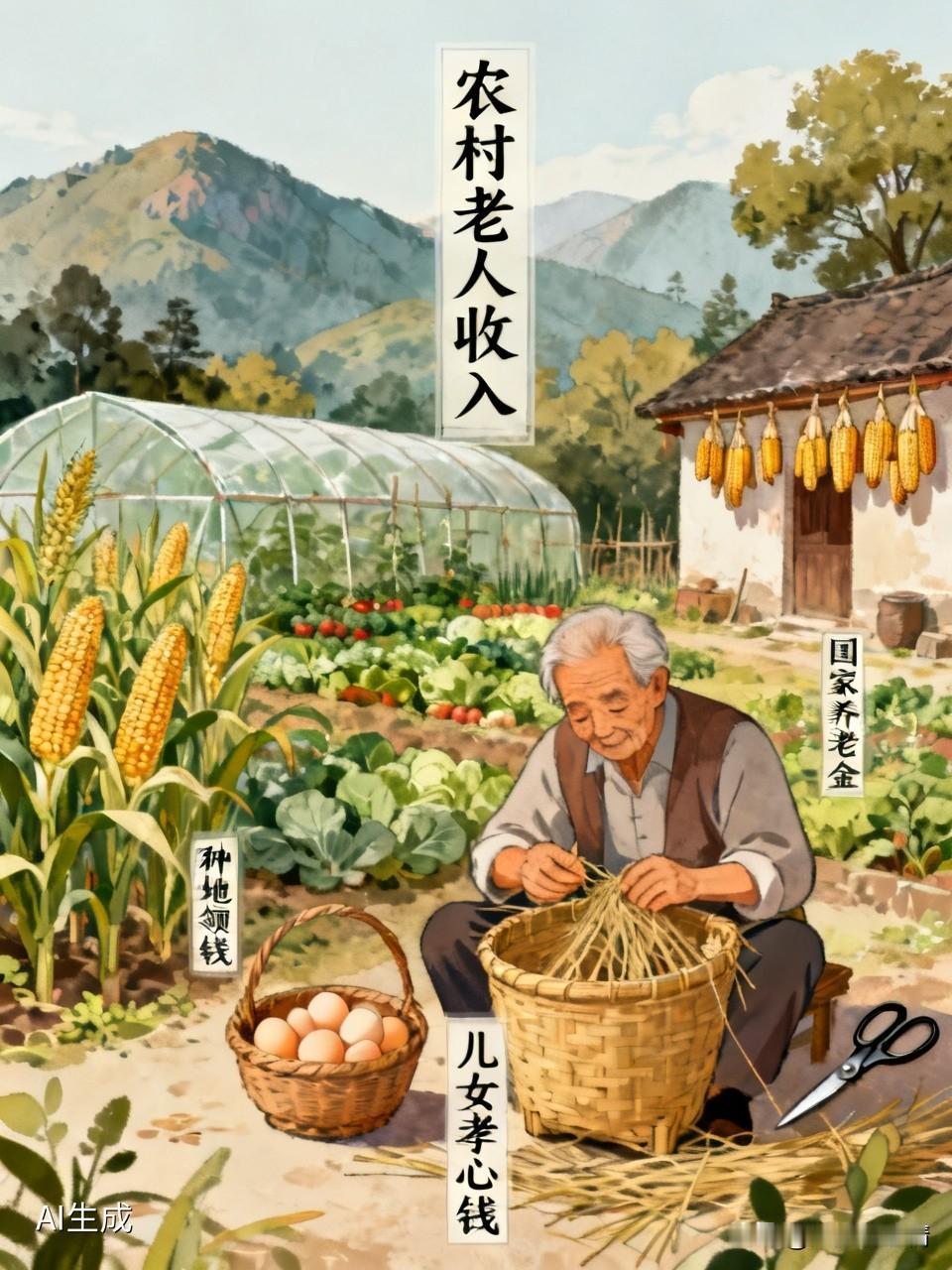 现在农村老人，都有哪些方面的收入?过去种地纳粮，如今种地领钱。国家发的养老金