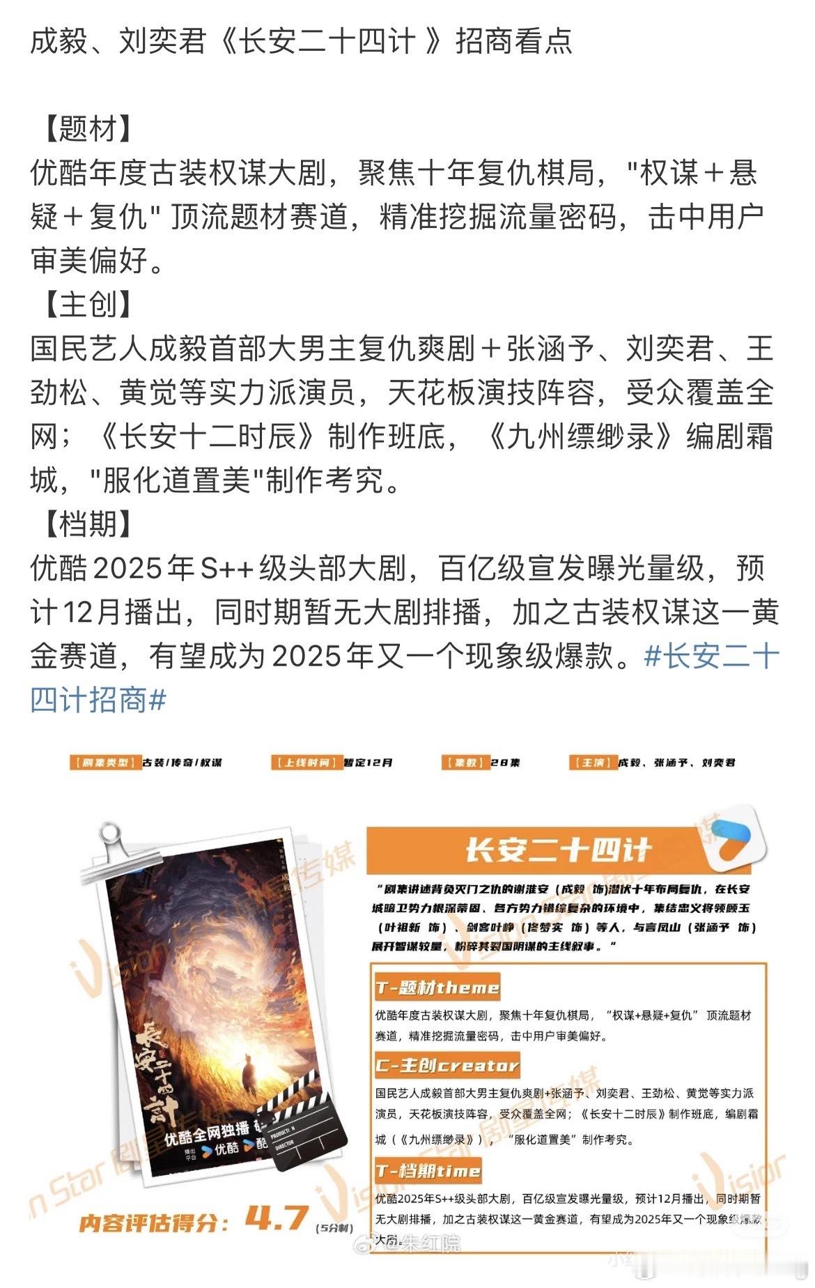 国民艺人成毅首部大男主复仇爽剧长安二十四计