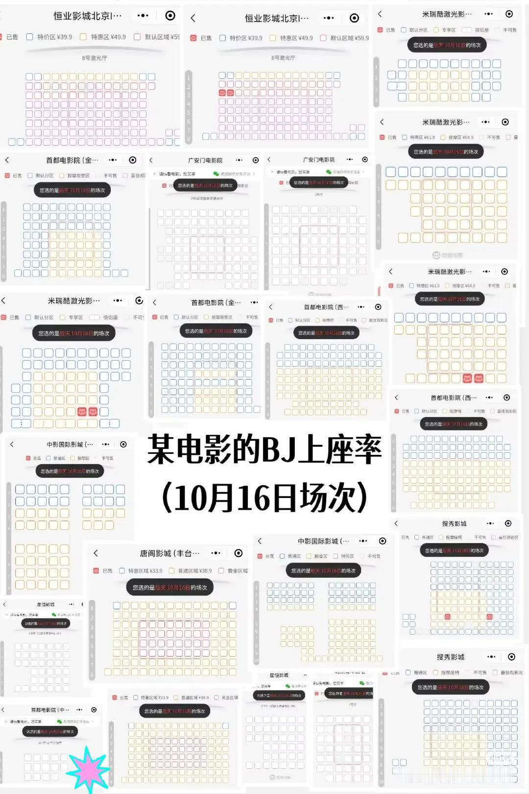 真是惨淡呀！《火种》上映第一天，北京各大影院的预售情况几乎是一片空白。大