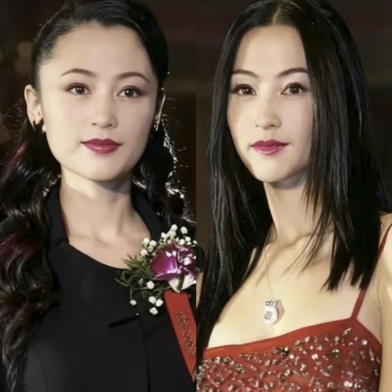 看陈红和张柏芝当年同框的旧照，竟莫名觉得后两人有几分撞型——脸型虽大相径庭，可眼