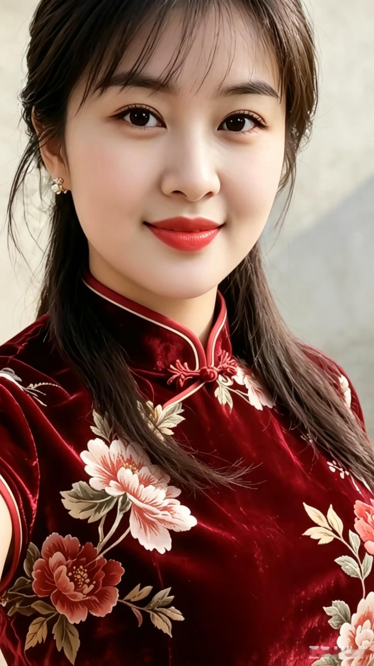 模样周正气色佳，大大方方姿态娇。去掉背景消字迹，单人留影更美妙。眉眼含笑
