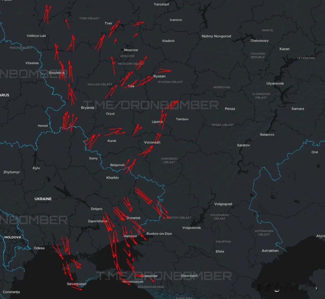 乌克兰🇺🇦已向波罗的海附近、莫斯科周边、梁赞、克拉斯诺达尔和克里米亚附近的目