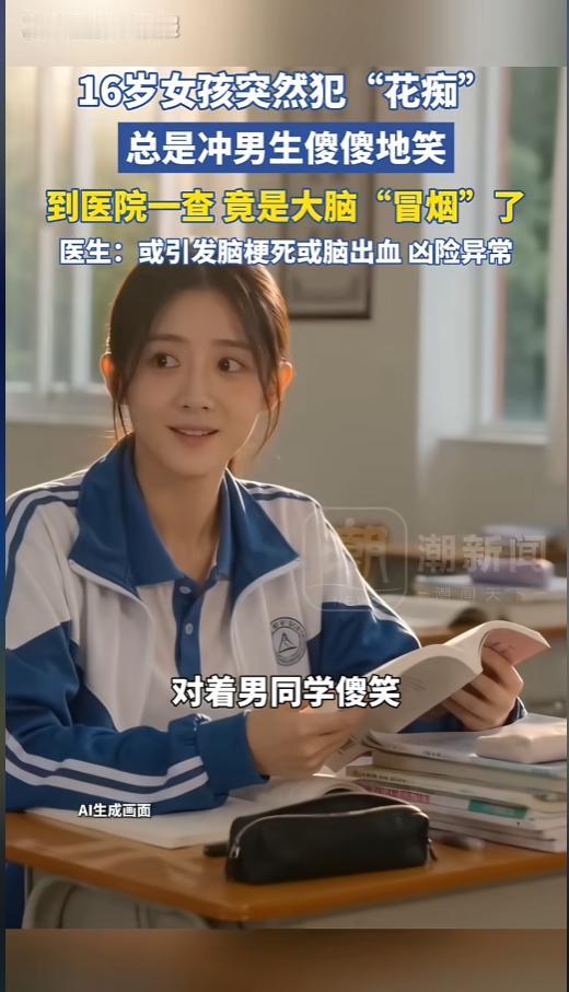 “大脑冒烟了？”5月12日报道，浙江，一位16岁女孩突然间像变了一个人，在学校里